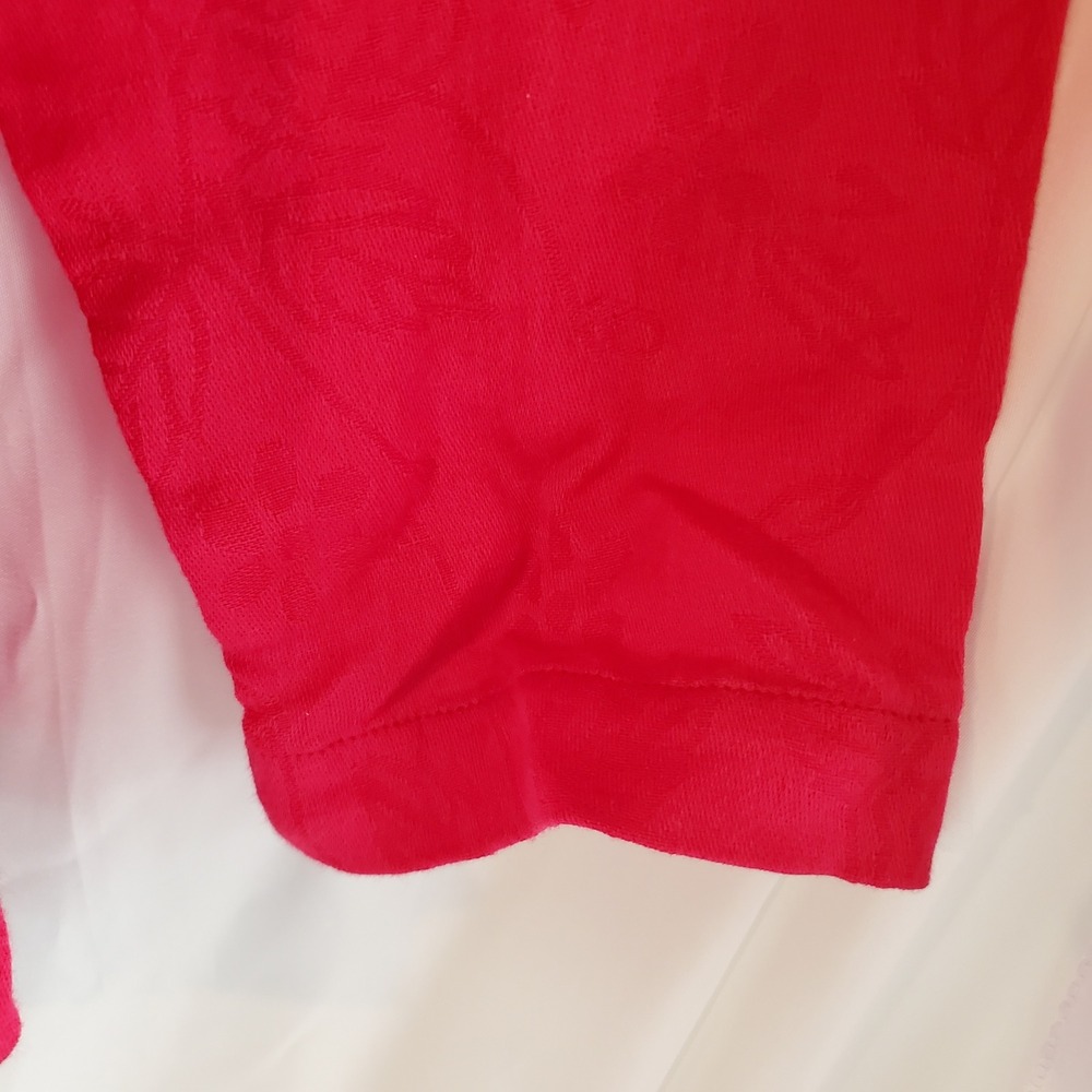 Chico's Red Floral Linen Blend Button Front Long Sleeve Jacket Size 2 - Picture 7 of 9